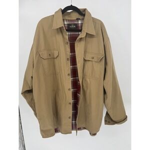RedHead‎ Mens 2XL Tan Flannel Lined Cotton Work Shirt Jacket Plaid Heavyweight